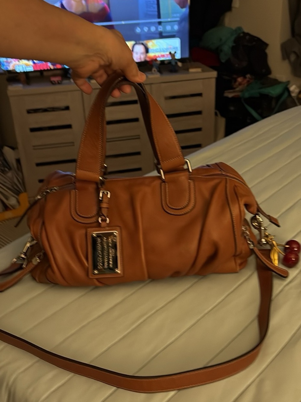 Dolce & Gabbana Tan Leather Satchel with Detachable Strap